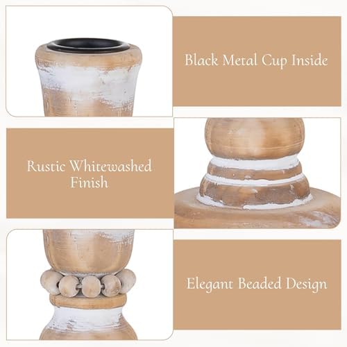 Wooden Candlestick Holders Rustic: Farmhouse Taper Candle Holder - Image 4