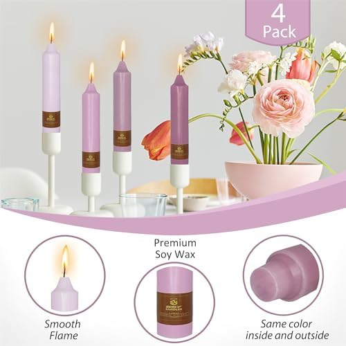 Gradient Taper Candles Purple Candlesticks,Gedengni 7Inches Dripless Tapered Candle Tall Candle Sticks Colorful Dinner Candles for Holiday Wedding Party Table Decoration,4pcs-18PURMIX - Image 6