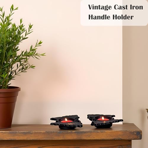 Small Cast Iron Candle Holder, Small Handmade Vintage Candlestick Holders, Rustic Tea Light Candle Holder, Farmhouse Candle Stand for Fireplace Shelf Home Decor (Butterfly Pattern) - Image 6
