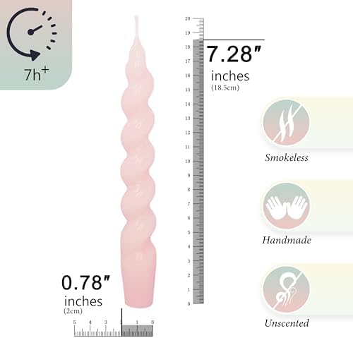7.5 Inches Spiral Taper Candles Colorful Twisted Candle Dripless Long Candles, Handmade Candlesticks for Wedding Dinner Decor, Set of 4(Pastel Candy Colored) - Image 2