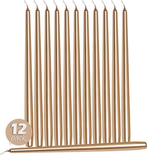 Hyoola 12 Pack Tall Metallic Taper Candles - 14 Inch Copper Metallic, Dripless, Unscented Dinner Candle - Paraffin Wax with Cotton Wicks - Image 2