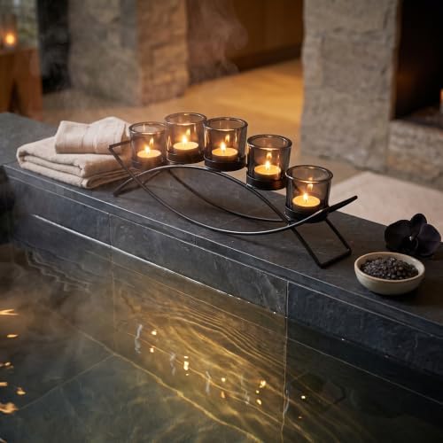 Seraphic Dining Table Centerepiece Decor, Tealight Candle Holder, Black - Image 6