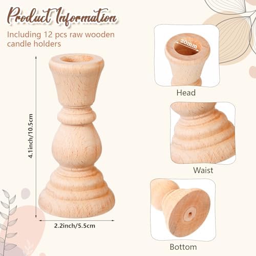 Nitial 12 Pcs Wood Candlesticks Holders - Image 3