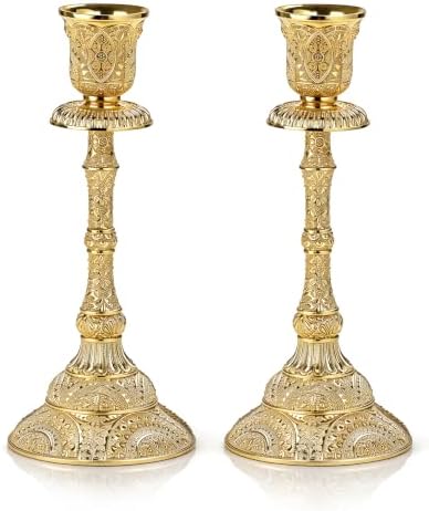 OwnMy Set of 2 Gold Taper Candle Holders Vintage Metal Candlestick Holders by OwnMy