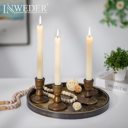 Wooden Candlestick Holders Rustic: Farmhouse Taper Candle Holder - Image 3