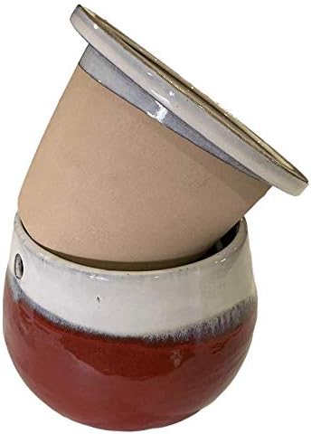 rePotme 8" Teardrop Self Watering Pot (Cream Over Garnet)