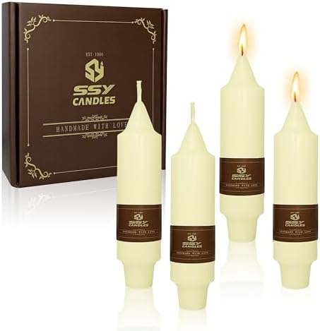 Ivory Short Taper Candle Candle Sticks, 5 Inch Mini Pillar Candles Small Taper Candles, 4PCS Handmade Unscenteds Candlesticks for Festive, Party, Spell, Wedding, Home Decor by FCMSHAMD