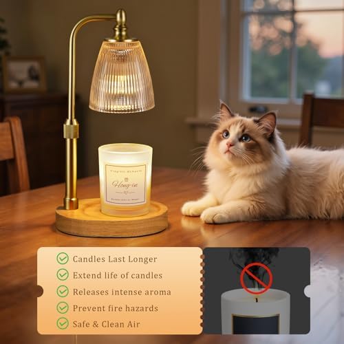 Hong-in Amber Candle Warmer Lamp with Timer Dimmable,Birthday Gifts for Women Sister,House Warming Gifts New Home,Adjustable Height Wax Melt Warmer for Jar Candles,Ideal for Office,Bedroom Home Decor - Image 3