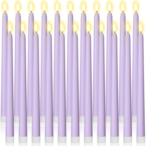 Macarrie 24 Packs Flameless Taper Candles Battery LED 11",Lavender Purple by Macarrie