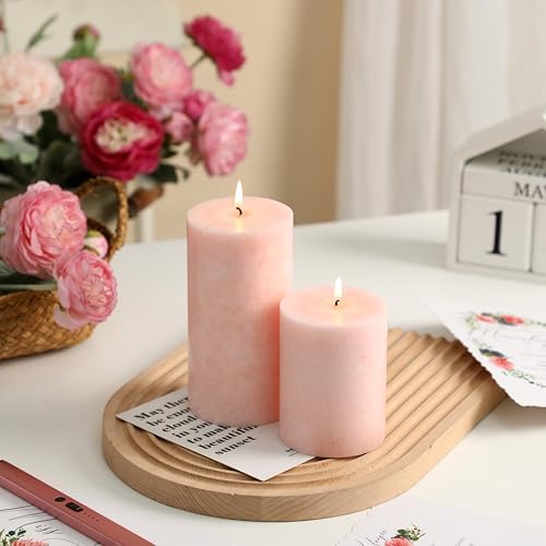 3x4 Inch Pink Pillar Candles Set of 3, Hand-Poured Unscented Pillar Candle, - Image 4