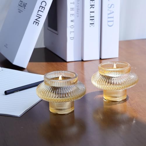 VOHO Set of 6 Champagne Gold Taper Candle Holders for Table Centerpiece - Image 3
