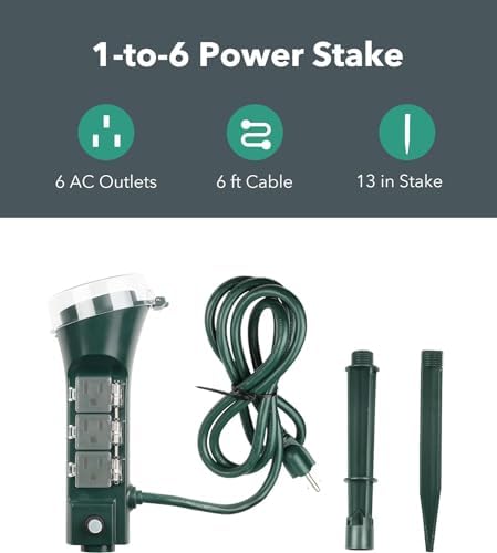 BN-LINK Outdoor 6ft Extension Cord Power Stake with 6 Outlet - Image 5