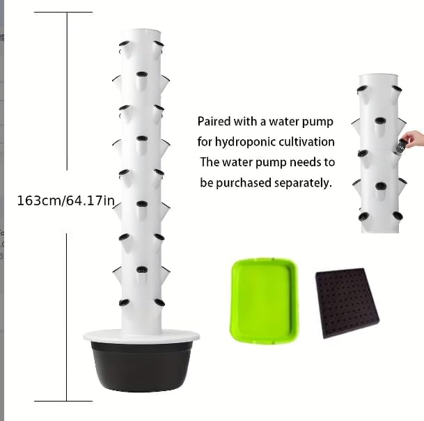 Hydroponic Grow Tower Vertical Aeroponic Tower for Fruits,Flowers,Vegetables 9 Layer 36 Pots Planter with Water Tank and Pump Black