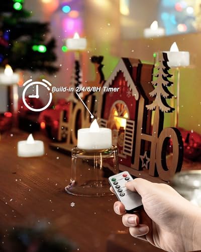 BEICHI 12Pcs Flameless LED Tea Lights with Remote & Timer,White Base,400Hrs - Image 3