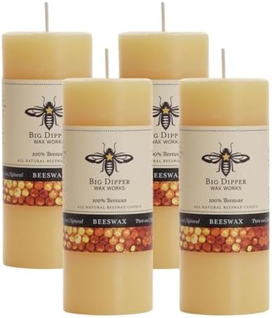 Big Dipper Wax Works 100% Beeswax Pillar Candle, 2 x 4.75 in, Natural by BigDipperWaxWorks