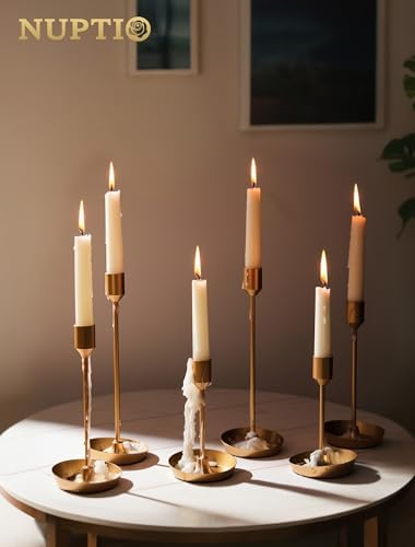 NUPTIO Taper Candle Holders for Centerpiece: Matte Gold Candlestick Holder - Image 4