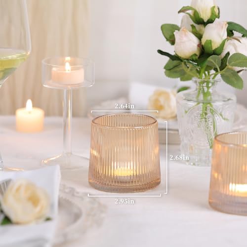DARJEN Gold Ribbed Tealight Votive Candle Holders- 6Pack - Image 6