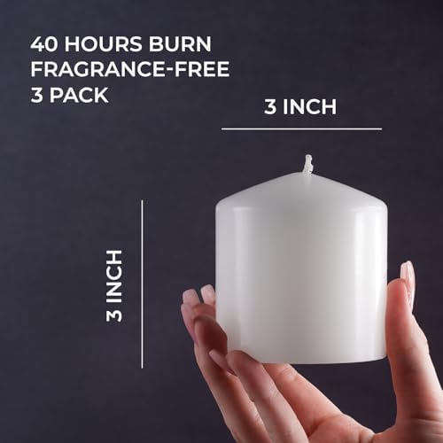 CANDWAX 3x3 Pillar Candle Set of 3 - Dripless Pillar Candles for Home - Elegant Ivory Candles for Relaxing Atmosphere - Image 2