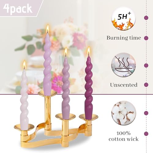 4 Gradient Purple 7.5 Inch Twisted Candles - Image 4