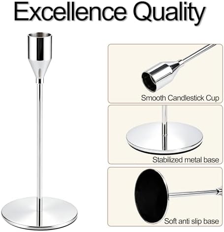 Silver Candlestick Holders,Metal Taper Candle Holders,Bulk Set of 54 - Image 3