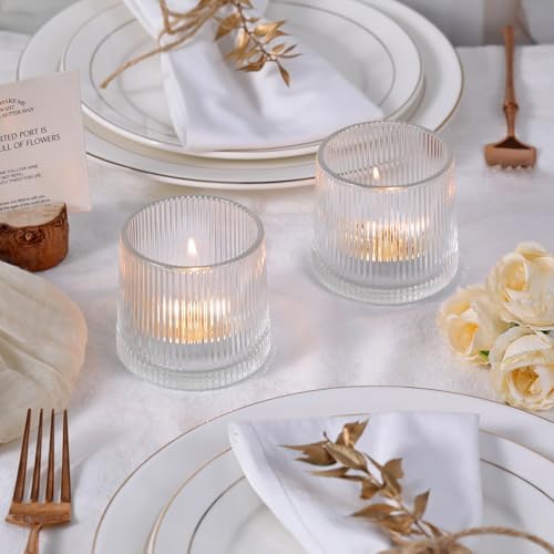 DARJEN Clear Ribbed Tealight Votive Candle Holders- 6Pack - Image 4