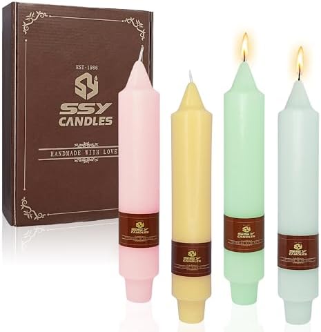 Pastel Candy Colored Taper Candle Candle Sticks, Cute 7 Inch Mini Pillar Candles Taper Candles, 4PCS Handmade Unscenteds Candlesticks for Festive, Party, Spell, Wedding, Home Decor by FCMSHAMD