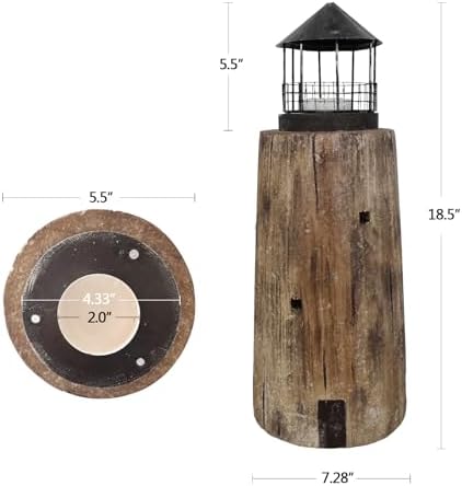 Decorative Nautical Coastal Candle Holders Wood Lighthouse Tea Light Holder - Image 2