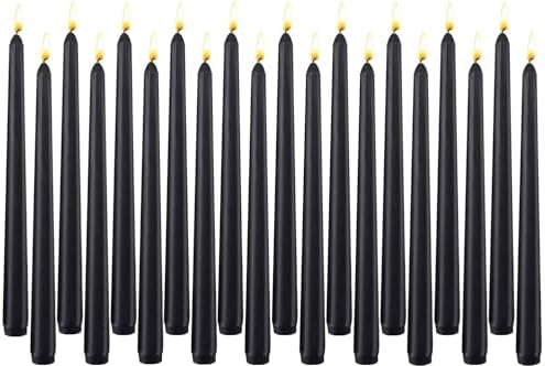 20-Pack Black Taper Candles Unscented, 10 Inch Tall Dinner Table Candlesticks for Halloween Gothic Centerpieces, Bulk Tapered Candles Long Burning Smokeless Dripless, Decorative Candle for Home Decor by Unknown