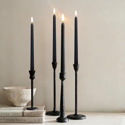 Black Halloween Flameless Taper Candles with Remote Timer Set of 4 - Image 2