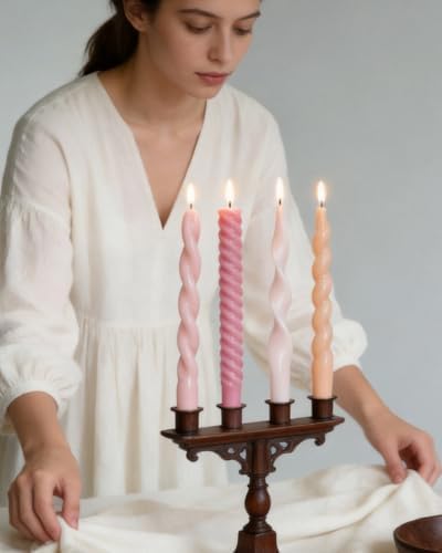 Pink Taper Candles Twisted Candlesticks Unscented Smokeless Tall Candles for Wedding Holiday Dinner Party Home Decorative candles-10inch,4pcs - Image 3