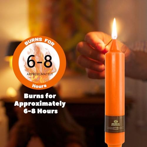NJAO HOO Halloween Candlesticks Orange Short Taper Candle 7 Inch Unscented Dripless Tapered Candle Set for Home Dinner Fall Decor Party, 4 Pack - Image 5