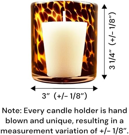 Hapton House Tortoise Shell Glass Candle Holder - Votive and Tealight Candle Holder - Leopard Print - Cheetah Print - Animal Print - Tortoiseshell - Candle Jar - Wedding - Holiday Decor - Medium - Image 3