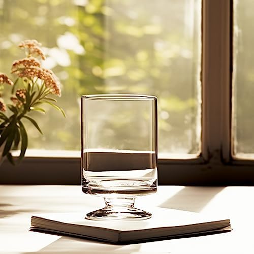 CYS EXCEL Glass Hurricane Pillar Candle Holders (H:6" W:3.75", 2 PCS) | Multiple Size Choices Short Stem Candle Jars | Stemmed Glass Cylinder Candle Vase - Image 5