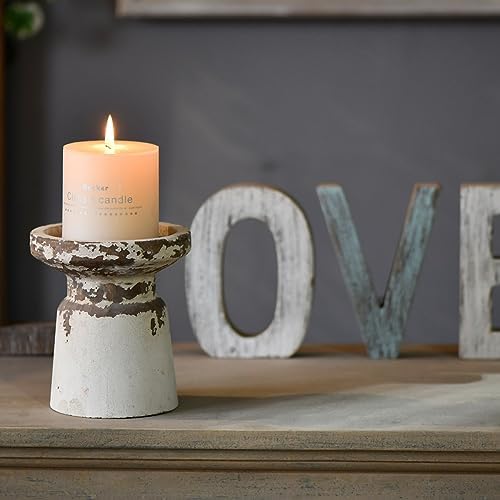 SOFE Rustic Wood Candle Holders Pillar, Handmade Distressed - Image 6