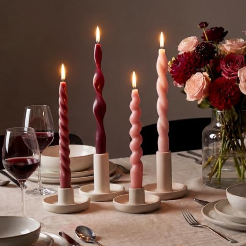 Nuanchu 4 Pcs Twisted Taper Candles,7.87 Inch,Pure,Purple - Image 3