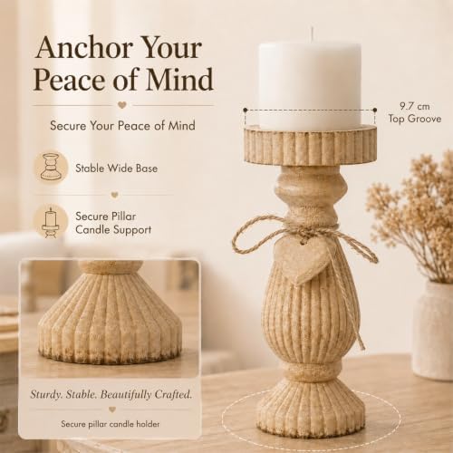 Shabby Chic & Vintage Farmhouse Wood Candle Holders - 2Pcs - Image 6