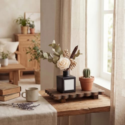Yookeer Scalloped Wood Riser, Brown, 8.7''X 6''X 1.4'', Square - Image 4