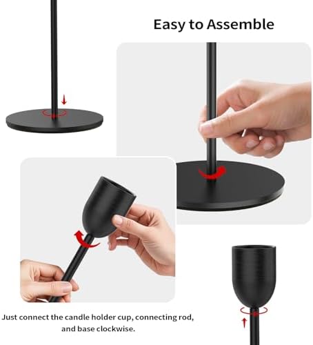 ChefBee 6PCS Black Tall Taper & Pillar Candle Candlestick Holder - Image 5