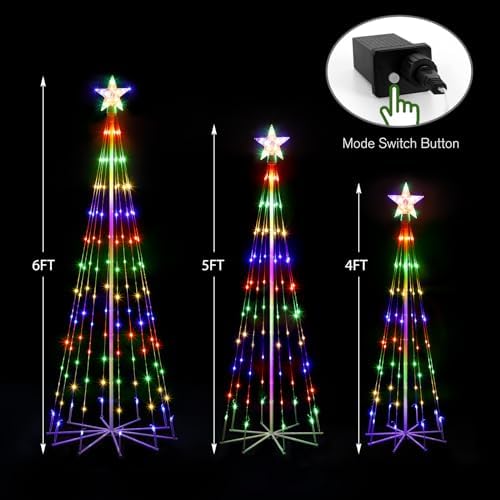 3 Pack LED Outdoor Christmas Tree Light Show Lighted Decorations, 4 Colors, 4ft 5ft 6ft - Image 3
