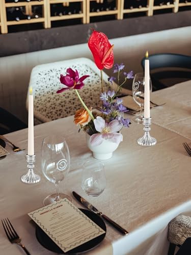 Silver Glass Candlestick Holders, Taper Candle Holders, Set of 6 - Image 4