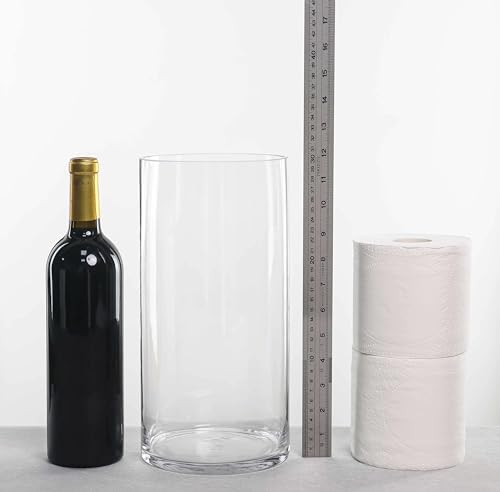 CYS EXCEL (H:12" D:6") Large Cylinder Clear Glass Vase for Wide Bouquet Flower Vase Centerpieces Display Hurricane Floating Candle Holder - Image 3