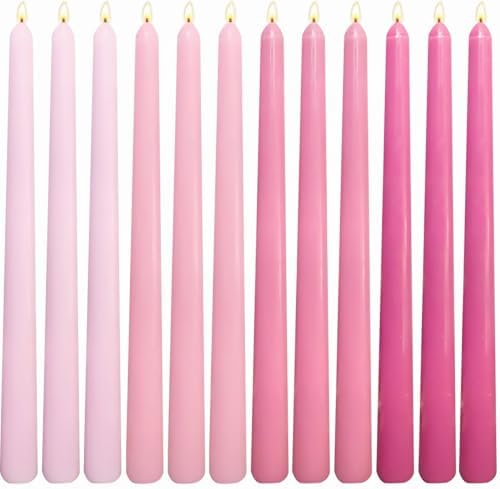 Gradient Hot-Pink Taper Candles for Wedding Valentine's Day by SihuidaInspiredbyLove