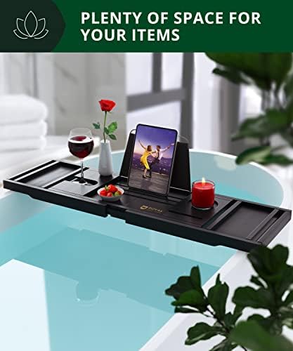 ROYAL CRAFT WOOD Premium Foldable Bathtub Tray Caddy - Wood Bath Tray for Tub, Bamboo Shelf, Expandable Bath Table Trays, Bathtub & Bathroom Accessories for New Home & Mothers, Birthday Gifts for Mom - Image 6