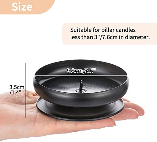 Pcs of 4 Spike Candle Holder Iron Candle Plate Pillar Candle Holder, Black, Decorative Iron Pillar Candle Plate, 3.6" Diameter Pedestal Candle Stand for LED & Wax Candles, Incense Cones, Spa, Weddings - Image 5