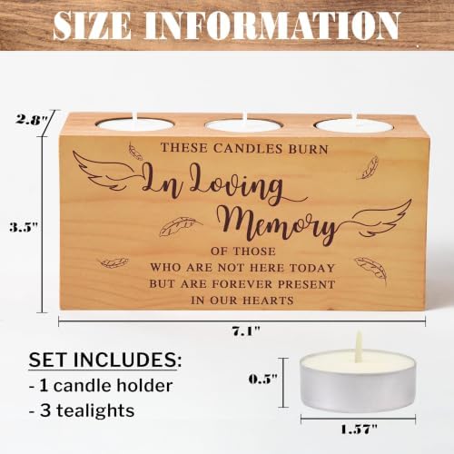 Sympathy Bereavement Gift for Loss of Loved One - Memorial Candle Holders - Handcrafted Wooden Keepsake with Poem - Condolence for Loss of Mother, Father (in Loving) - Image 4