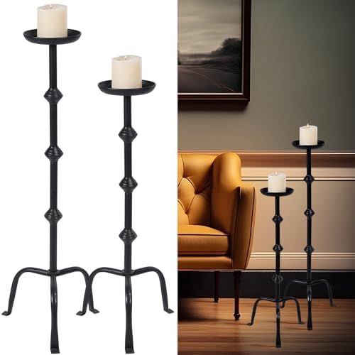Mumufy 1 Pcs Metal Tall Floor Candleholder Candlestick, 32 in, 27 in, Black by Mumufy