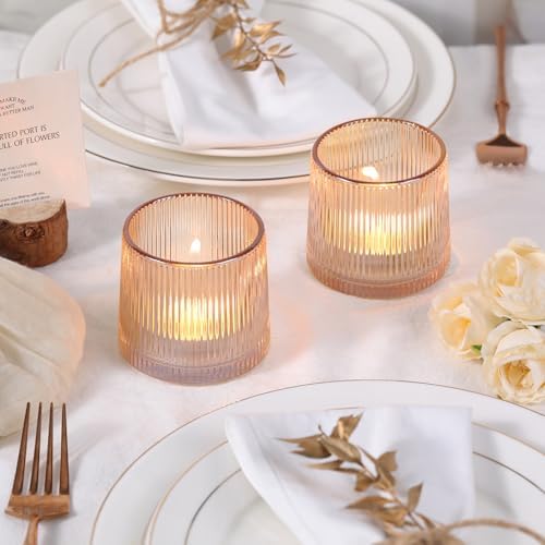 DARJEN Gold Ribbed Tealight Votive Candle Holders- 6Pack - Image 4