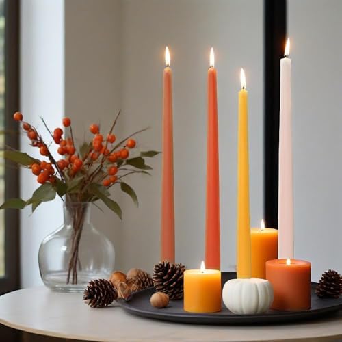 4 PCS Citrus Scented Taper Candles Gradient Orange Candlesticks Smokeless Candle Colorful Long Candles 10 inch for Christmas Wedding Festival Home Decor - Image 5