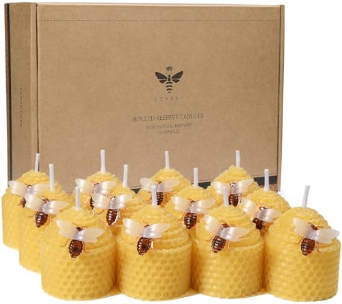 DEYBBY Yellow Natural Beeswax Votive Candles Set of 12 by DEYBBY