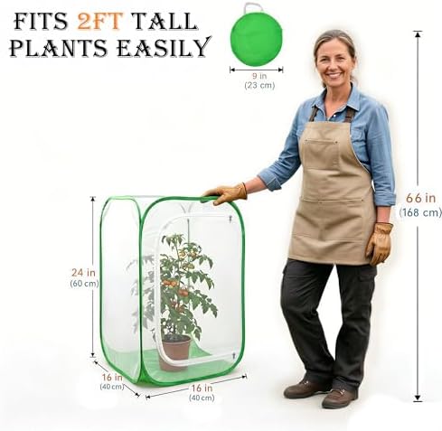 24" Garden Mesh Plant Tent Enclosure, Pop-Up Cage Plant Cover Pest Protection Guard for Fruit, Vegetables, Flowers and Herbs （16" x 16" x 24" ） - Image 2